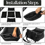 Dog Car Booster Seat, for Small Dogs Under 30 lbs, Detachable Washable Travel Bed with Storage Pockets and Safety Belt (Black, Medium)