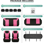 FH Group Automotive Car Seat Covers Full Set Premium 3D Air Mesh Front Seat Covers, Airbag Compatible & Split Bench Cover Universal Fit Interior Accessories for Cars Trucks and SUVs - Pink