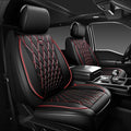 CAR PASS Luxury PU Leather Two Front Car Seat Covers, Waterproof Seat Covers Compatible with Front Seat Armrests, Airbag Compatible Anti- Slip Universal Fit for Cars Suvs Vans Trucks Black Red