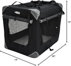 EliteField 4-Door Folding Soft Dog Crate with Curtains, Carrying Bag and Fleece Bed (2 Year Warranty), Indoor & Outdoor Pet Home (20" L x 14" W x 14" H, Black+4 Door Curtains)