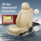 Fit Ioniq Car Seat Covers for Hyundai Ioniq 2017-2026 - Premium Leather, Waterproof, All-Weather, Airbag Compatible, Anti-Slip, Breathable, Easy Install, Seat Protectors, Full Set, Beige