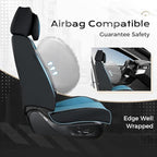 Coverado Seat Covers Full Set, 5 Seats Seat Covers for Cars, Waterproof Nappa Leather Car Seat Covers with Head Pillow, Seat Protectors Car Seat Cushion Universal Fit for Most Cars (Black&Blue)