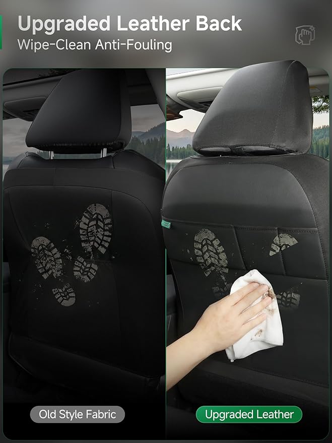 GIANT PANDA 2PCS Front Car Seat Cover for Subaru Outback Forester Crosstrek Legacy Impreza, Faux Leather Bucket Seat Covers (Black)