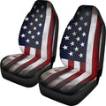 ELEQIN Vintage US Flag Print Car Seat Covers Two Front Only for Car, Automotive Interior Covers, Airbag Compatible, Quick Setup Universal Fit Seat Covers for Car, Truck, SUV
