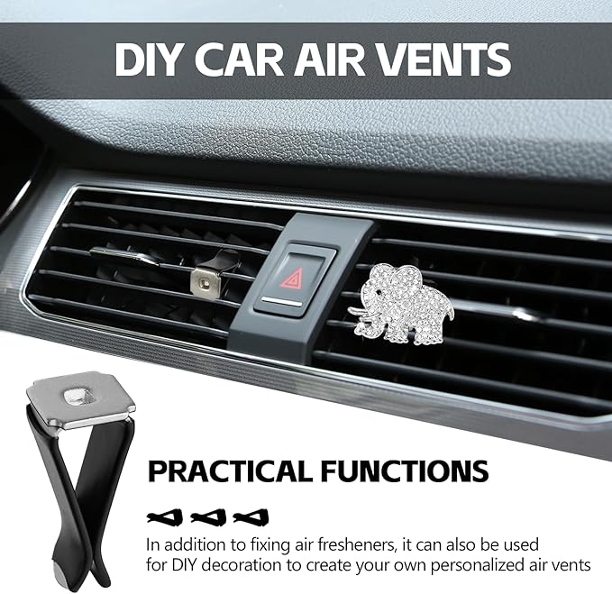 Wuyaoyao 60PCS Metal Car Air Vent Clips, 9mm Square Head Car Vent Clips, Automotive Air Freshener Clips Replacement, Vehicle Air Conditioner Outlet Clips Universal for Car Office Home