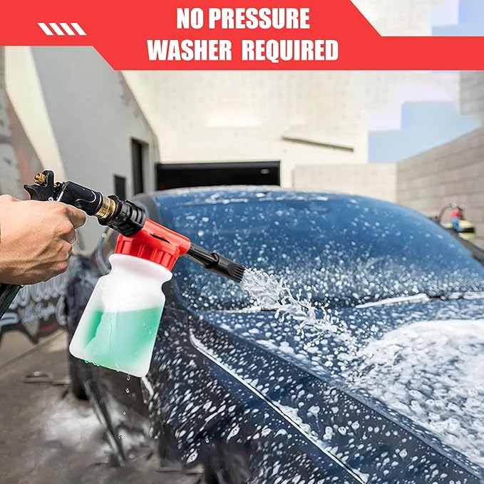Car Wash Foam Gun, Car Wash Sprayer with Adjustable Foam Dial Foam Nozzle, Foam Cannon Attachs to Any Garden Hose, Durable 5/8" and 3/4" Brass Joint Soap Gun for Home Garden Use