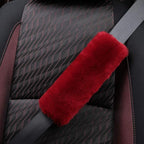 OGLAND 2 Pack Genuine Sheepskin Wool Car Seat Belt Pads for Auto Car Seatbelt Covers, Soft Shoulder Pad, Neck Cushion Protector(Claret)