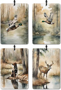 Vintage Mallard Duck deer dog Car Air Freshener 4 Pcs,Rustic Farmhouse Farm Animal Air Freshener Hanging for Cars Books Closet Drawer,Mallard Duck Lover Gifts Car Accessories for Women Men