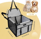 PetsHome Dog Car Seat Foldable Dog Car Booster Seat Waterproof Breathable Oxford Travel Bag for Small to Medium Dogs, Puppies, and Pets-Pure Grey-Upgrade