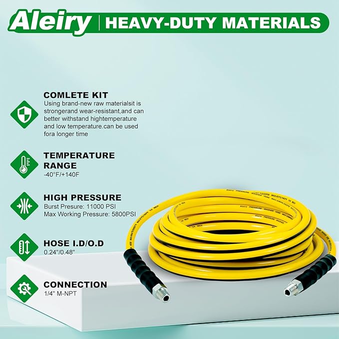 Sewer Jetter Kit for Pressure Washer,Water Jet Drain Cleaning Hose with Corner Rotating Button Spring Nose 1/4" NPT Sewer Cleaning Tool High-Pressure Nozzles,5800 PSI 200 FT
