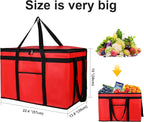musbus Extra large XXXL Insulated Food Delivery Bag Cooler Bags Keep Food Warm Catering Therma Catering Bag for doordash 22x14x13 Cooler Bags Therma Shopper hot warming RED Pizza BLACK