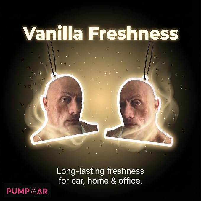 PumpCar 2 pieces Dwanye "The Rock" Johnson double-sided hanging vanilla-scented car air freshener Cool for rearview mirror Car Interior Accessories Household Gifts