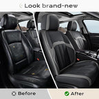 Coverado Car Seat Cover, Cover for Cars Front Seat, Premium Leather, Universal Fit Waterproof Seat Protectors, Car Seat Cushion Non-Slip for Most Cars-BlackGray
