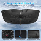 [2025 Latest] SEPORUD Car Windshield Sunshade Umbrella - Double-Layer Design, 5 Layers UV Block Coating. Blocks up to 99% UV, Reduces Heat. Durable Structure, Glass Fiber Material（61 "x33