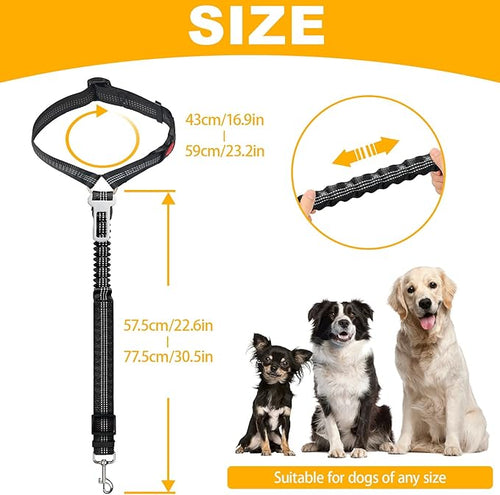 2-Pack Dog Car Seat Belt, 3-in-1 Headrest-Mounted Dog Seatbelt for Car, Adjustable Nylon Pet Safety Leash with Elastic Buffer & Reflective Stitching, Durable Car Harness for Dogs Fits Most Vehicles