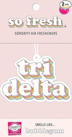 Sorority Shop Delta Delta Delta Retro Air Freshener - Tri Delta Bubblegum Scented Air Freshener – Sorority Retro Design Air Freshener for Car or Dorm– Sorority Gift, Charm Paraphernalia