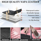 Coverado Car Seat Covers, Front Seat Cover, Waterproof Nappa Leather Seat Covers for Cars, 2 Pack Car Seat Protectors, Car Seat Cushion, Automotive Seat Covers Universal Fit for Most Cars (Black&Pink)