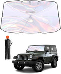 helloleiboo Car Windshield Sun Shade Umbrella,Colorful 360°Rotating Foldable Windshield Sun Shade Front Window Reflective Polyester Blocks Heat and Sun Sun Shade for Cars SUV