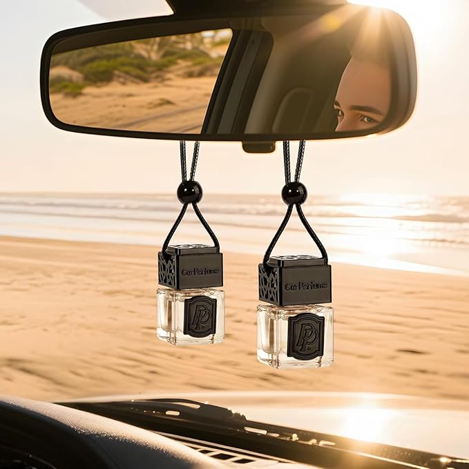 Luxury Perfume Scented Car Air Freshener for Summer - Hanging Essential Oil Diffuser with 90-Day Long-Lasting Fragrance, Non-Toxic & Eco, Premium Gift for Men/Women(Pacific Ocean Breeze, 2 x 8ml)