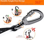 Dog Seat Belt,Adjustable Dog Seatbelt for Car,3 in 1 Dog Safety Belt Leash,Reflective Bungee Dog Car Seatbelt with Hook& Buckle, Dog Car Seat Belt with Aviation Zinc Alloy Rotatable Carabiner