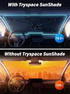 2026 TrySpace Car Windshield Sun Shade Umbrella - [Silver Heat Shield & UV Reflective] Protector for Cars, Universal Fit Medium (56"x31") | 25°F Cooler, Friendly Vinyl Coatings Medium