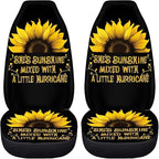 BIGCARJOB Sunshine Sunflower Car Seat Cover Full Set Universal Car Interior Accessories Set Sunflower Print Auto Interior Seat Protector Saddle Blanket for Women Gifts