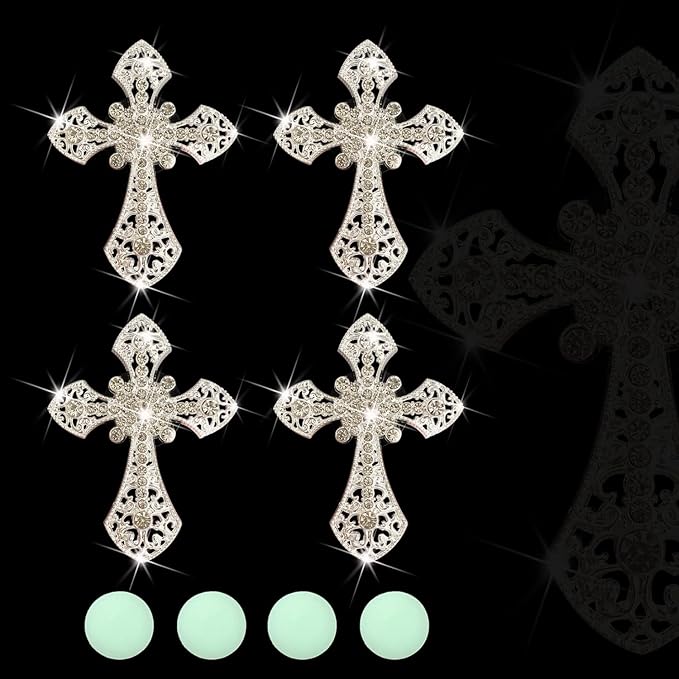 Bling Cross Air Vent Clips, 4 Pcs Crystal Cross Car Air Fresheners Vent Clips Car Diffuser Vent Clip Rhinestone Diamond Cross Decoration Interior Decor Bling Accessories for Women