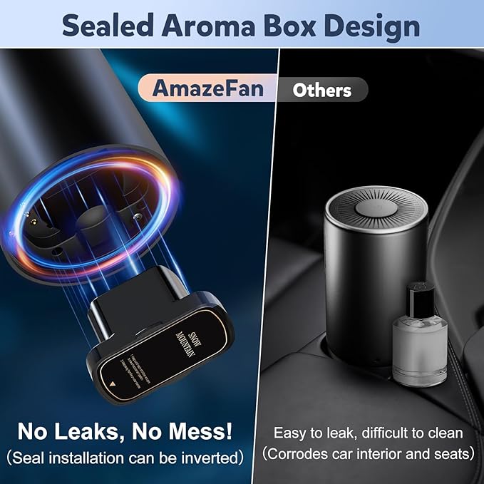 2025 Upgraded Smart Car Air Freshener Diffuser, New Smell Air Freshener Long Lasting, Auto On/Off, Adjustable Modes, Car Scent with 8 Ambient Lights, Diffusers for Essential Oil-Freesia