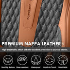 Coverado Front Seat Covers, Car Seat Covers Front Seats, Nappa Leather Seat Covers for Cars, Waterproof Seat Covers with Lumbar Support Universal Fit for Most Cars SUV Trucks (Front, Brown-Black)