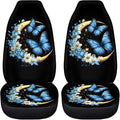 BIGCARJOB Moon Butterfly Car Seat Covers Set Universal Car Interior Seat Rugs 2 Pcs Auto Front Seat Protector Set for Women Butterfly Car Accessories Set