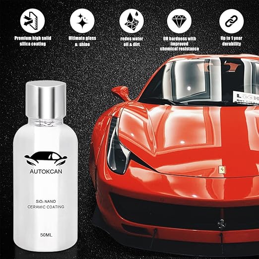Nano Ceramic Coating for Cars, 10H High Gloss 50ML Anti-Scratch SiO2 Ceramic Coating High Hydrophobic Mirror Paint Sealant Protection with Gloves