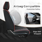 Coverado Car Seat Covers, Front Covers for Cars, Car Seat Cover Front Seats, Automotive Seat Cover, Waterproof, Leather Car Seat Cushion, Universal Interior Seat Protectors for Most Cars Black-Redline