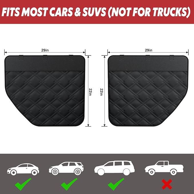 Dog Car Door Protector – 20% Larger Design for Sedans, Family Cars and Small SUVS, 2 Packs Thickened Waterproof Door Panel Covers, Protects Doors from Dog Scratching