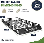 ARKSEN 84" x 39" x 6" Roof Rack Cargo Basket with Extension, Waterproof Bag, 2 Net & 2 Ratchet Straps, 150 lb Heavy Duty Steel Rooftop Carrier, Fits Crossbars up to 1.38" Thick, for SUV & Pickup Truck