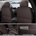 Nappa Leather Car Seat Covers Full Set, Brown Car seat Protector 5 Seats, Waterproof Car Seat Cushion, Universal Automotive Seat Covers Fit for SUV Truck Pick-up Sedan, Front and Rear
