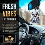 Car Air Freshener. Hanging Card Style for Rearview Mirror, Adorable Design With Long-Lasting Scent (Black Ice.) Decorative & Scented Auto Accessory.