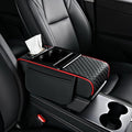 Center Console Cover,Car Armrest Cushion Multifunctional with 2 Storage Bags Cup Holder,Phone Slot,Tissue Box Slot for Most Cars Accessories Interior Organizers-Black+Red 13.8x7.9 in