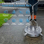 RAYNEL 30'' Pressure Washer Surface Cleaner with 4 Wheels, Dual Handle, Stainless Steel Housing, 2 Hose Adapters, 4 Replacement Nozzles and 5 Spray Nozzles