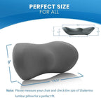 Lumbar Support Pillow for Car with Dual-Grip™ Stability System - Advanced Adaptive Memory Foam Back Pillow for Lower Back Pain Relief, Ergonomic Driving Seat & Office Chair Cushion, Gray