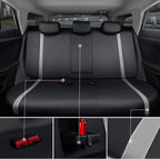 CAR PASS Universal Leather Car Seat Covers Full Set, Waterproof Durable PU, Airbag SRS, 2zipper in Rear, Faux Leather Seat Covers 5 Seats Fit for SUV Pick-up Truck Vehicle Black with Grey