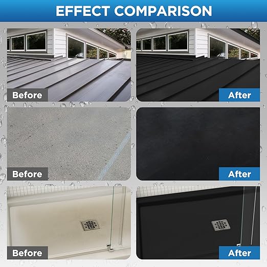 Waterproof Sealant Black Waterproof Coating 1 Gallon Leak Repair Coating for Flat, Metal, Roofs, Foundations, Gutters, Indoor & Outdoor Walls, Bathroom, Kitchen, Garden Leak Liquid Sealant
