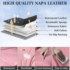 Coverado Pink Seat Covers for Cars, 2 Pack Leather Car Seat Covers, Luxury Waterproof Seat Covers, Front Car Seat Protectors, Driver Car Seat Cushions, Front Seat Covers Universal Fit for Most Cars