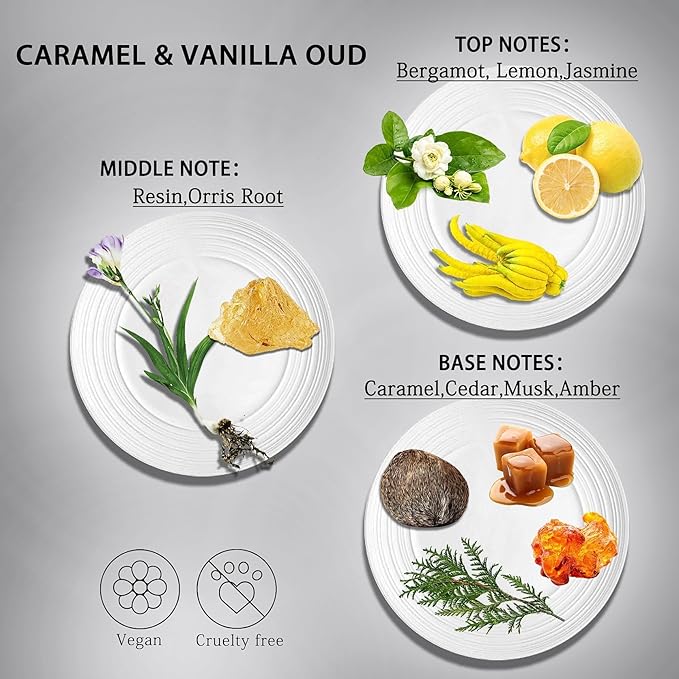 2-Pack Car Fresheners Long Lasting & Car Deodorizer - Caramel & Vanilla Oud Hanging Car Air Freshener for Men and Women, Car Necessities & Scent Diffuser by VUTOLLOSA