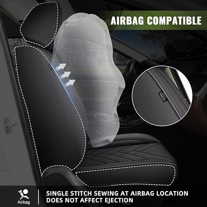 AOMSAZTO Front Seat Covers for Car Fit for Acura RDX 2007-2026: Premium Seat Covers Waterproof Leather Automotive Seat Cushion Protector Compatible with Airbag(2PCS Front,Black)