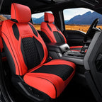 Coverado Front Seat Covers for Jeep Wrangler, Custom Fit Jeep Wrangler 2/4 Door 2008-2012 Unlimited Rubicon Sahara Willys Sport High Altitude Pickup Truck Waterproof Leather Car Seat Covers(Red)
