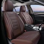 Coverado Car Seat Covers Full Set, Nappa Leather Seat Covers for Cars, Car Seat Protector Car Seat Cushion, Front and Back Seat Protectors Cushions Universal Fit for Most Cars Vehicles(Brown)