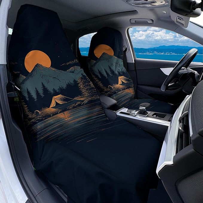 2 Pack Car Towel Seat Covers with Storage Bag, Multifunctional Towel for Gym Outdoor Sport, Picnic, Beach, Pet Dog Travel,Non-Slip Washable Car Seat Protector (Camping)