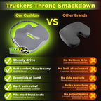 Medium Truck Seat Cushion for Truck Driver Seat Cushion - Upgraded Back Support, CertiPUR-US® Certified - Thick Memory Foam, Pain Relief for Hours of Driving, Trucker Approved Big Rig - Gray