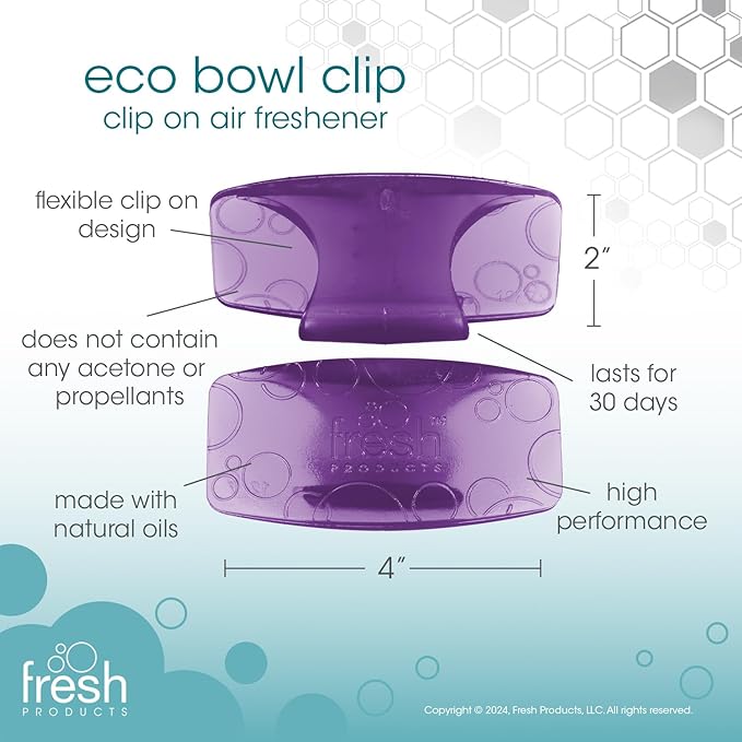 Fresh Products Eco Bowl Clip Air Freshener Versatile Design Toilet Freshener Trash Freshener Chemical Free Natural Oils Discreet Lasts 30 Days Made in the USA Fabulous 12 pk