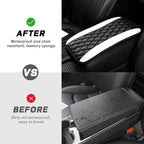Car Center Console Cushion Pad, 12.72"×7.52" Leather Waterproof Auto Armrest Seat Box Protector, Car Center Console Cover, Universal Interior Decor Car Accessories for SUV Truck (White)